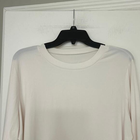 Susan Graver Modern Essentials Liquid Knit Neutral Cream Long sleeve Top 1X - Picture 4 of 8